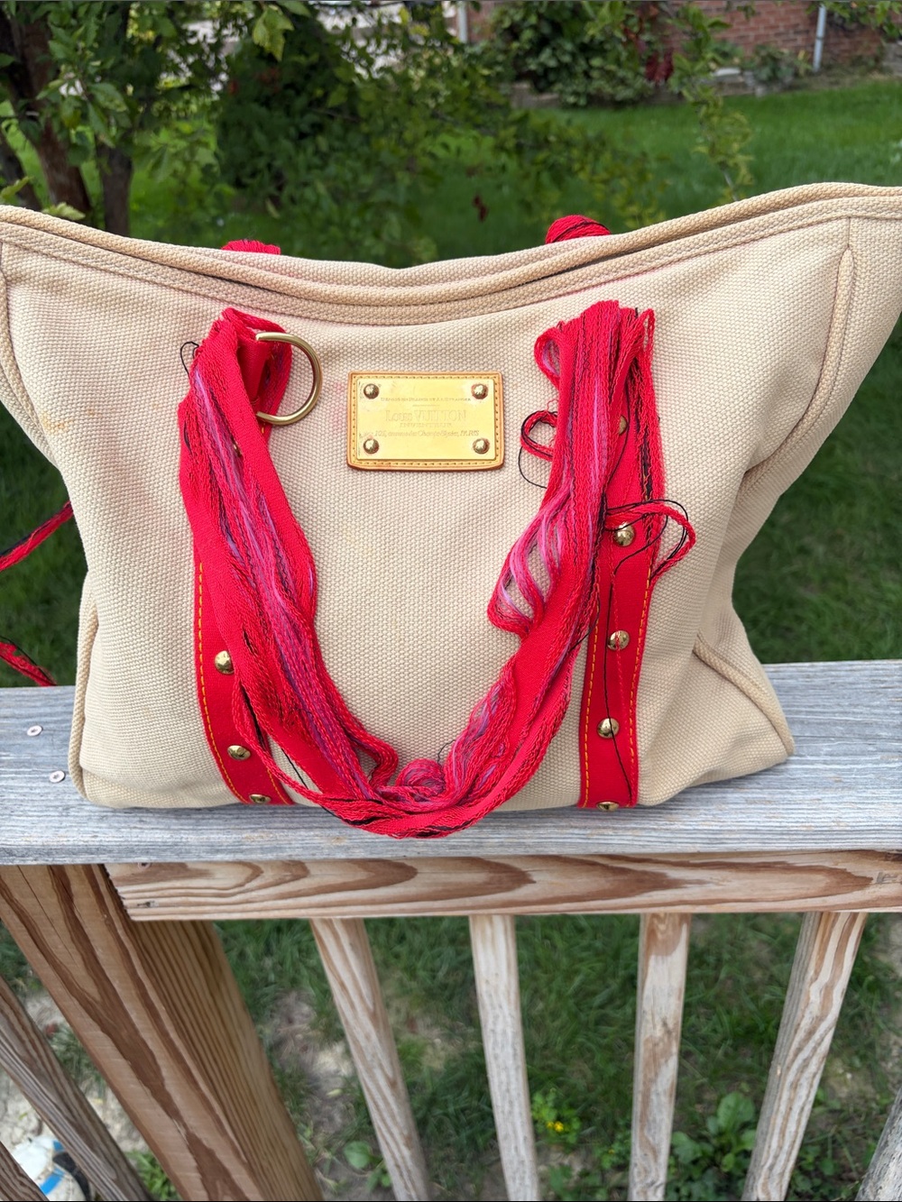 Louis Vuitton Antigua Cabas beige tote with gold accents project bag!